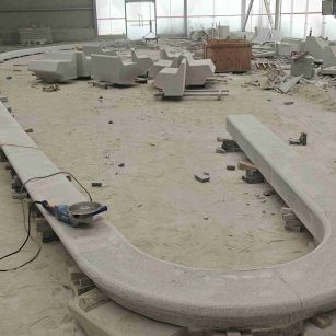 泉州 芝麻白花岗岩弧形花坛石，坐凳石