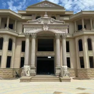 泉州 黄金麻别墅外墙干挂，大柱，大象，蘑菇石，雕花板