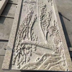 泉州 黄金麻雕刻板浮雕迎客松