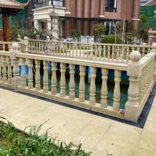 泉州黄金麻花岗岩石材栏杆，扶手，将军柱，花瓶柱