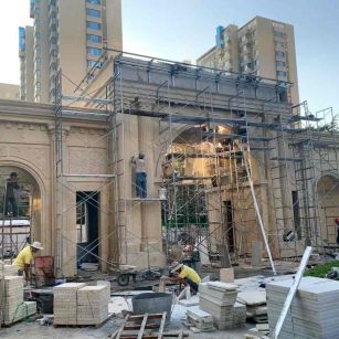 泉州 黄金麻荔枝面花岗岩小区门楼外墙干挂