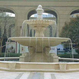 泉州 黄金麻花岗岩异型加工——户外庭院石雕流水喷泉