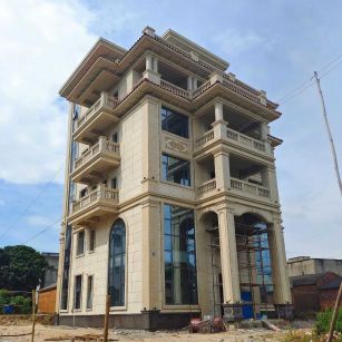 泉州 黄金麻花岗岩石材别墅外墙干挂搭配（雕花栏杆花瓶柱门楼罗马柱）