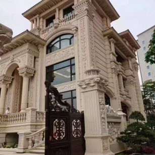 泉州 黄金麻花岗岩别墅外墙干挂效果展示