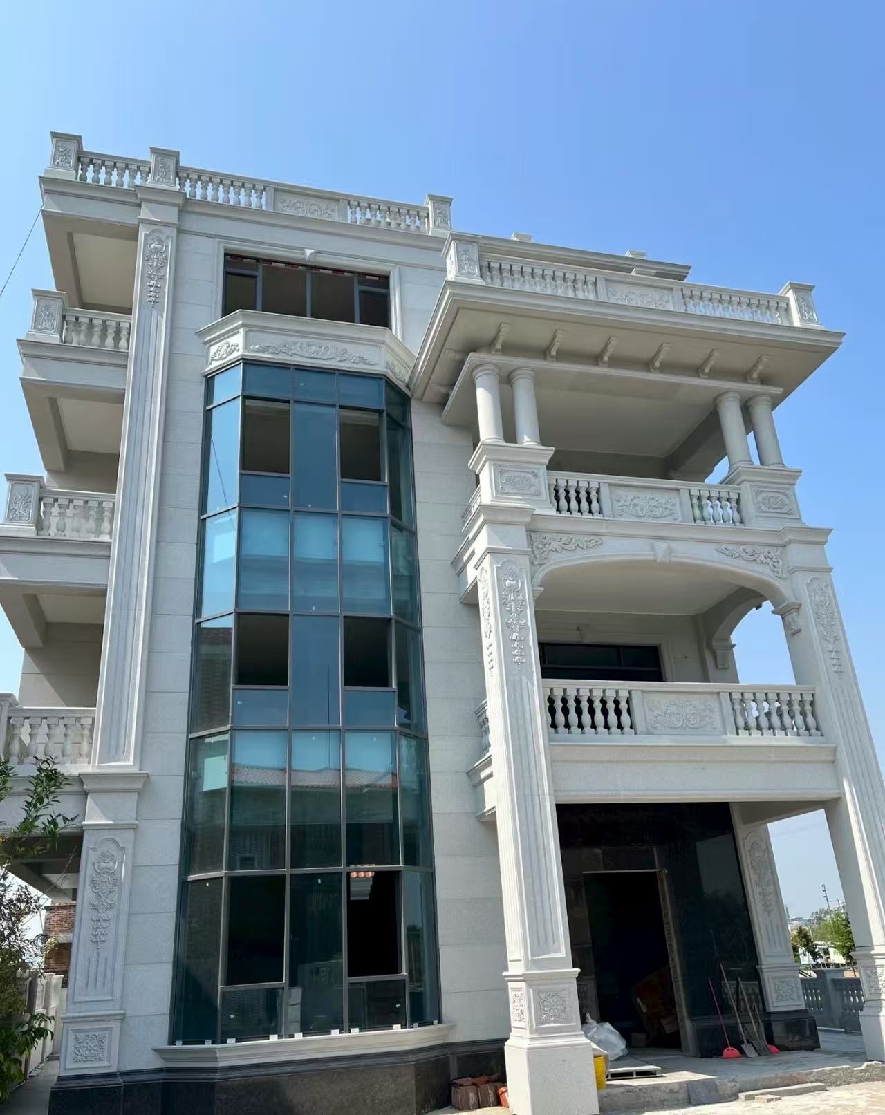 泉州 白麻花岗岩别墅外墙干挂效果展示