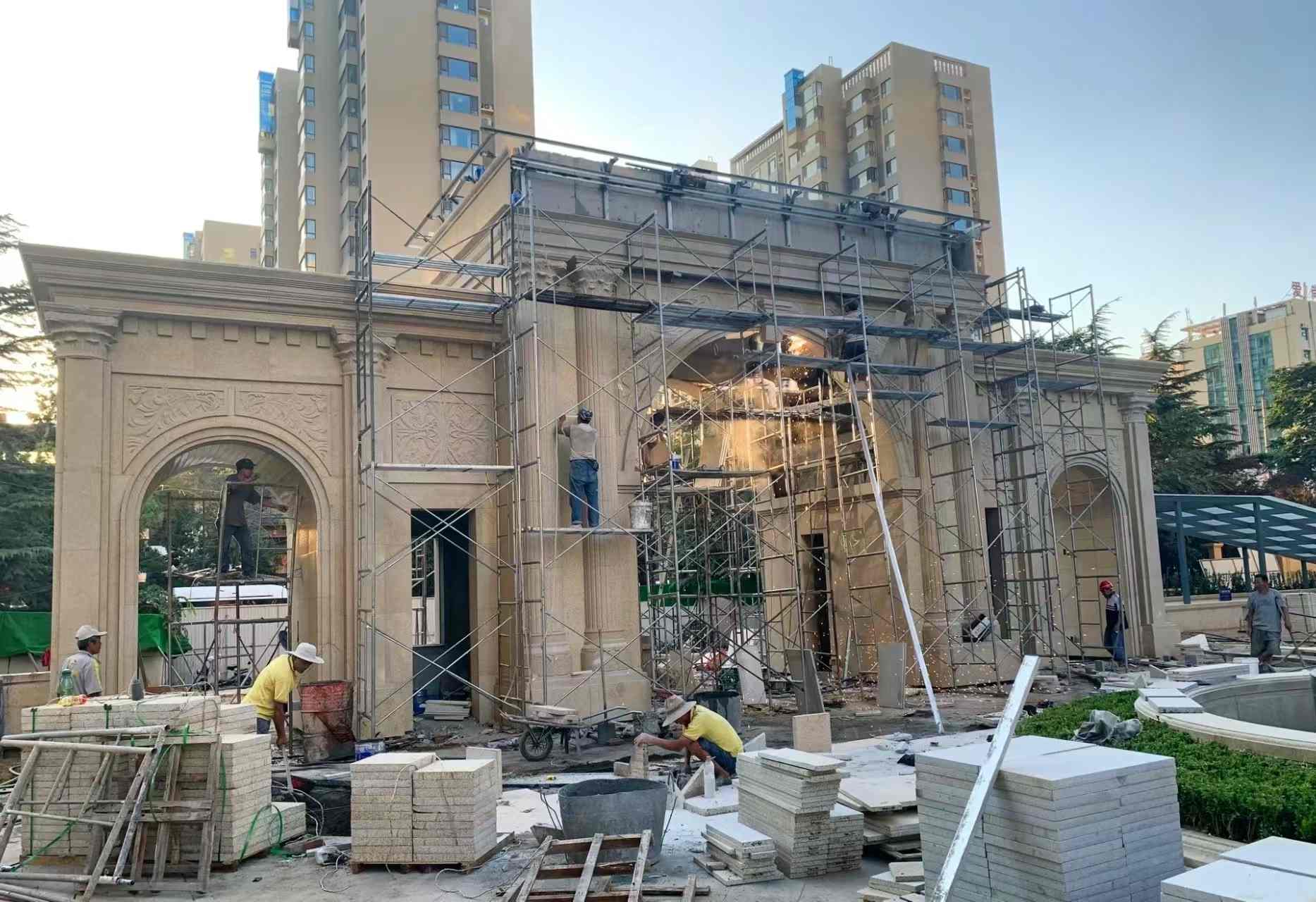 泉州 黄金麻荔枝面花岗岩小区门楼外墙干挂