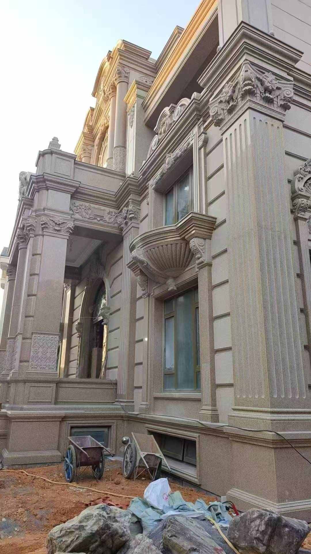 泉州 黄金麻花岗岩光面别墅外墙干挂施工完成