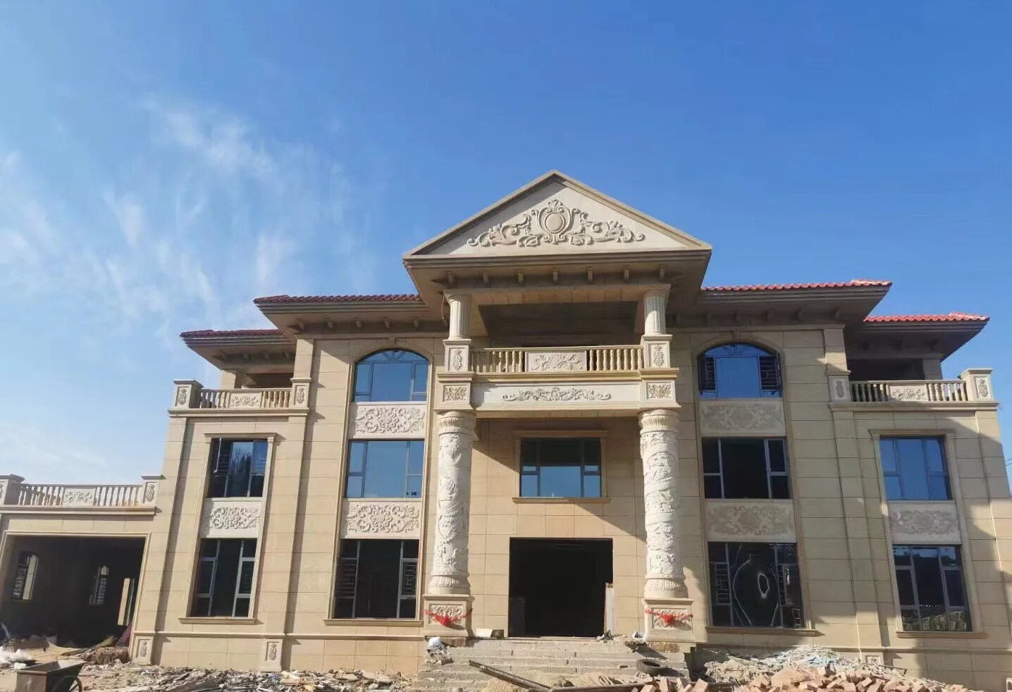 泉州 黄金麻花岗岩别墅外墙干挂